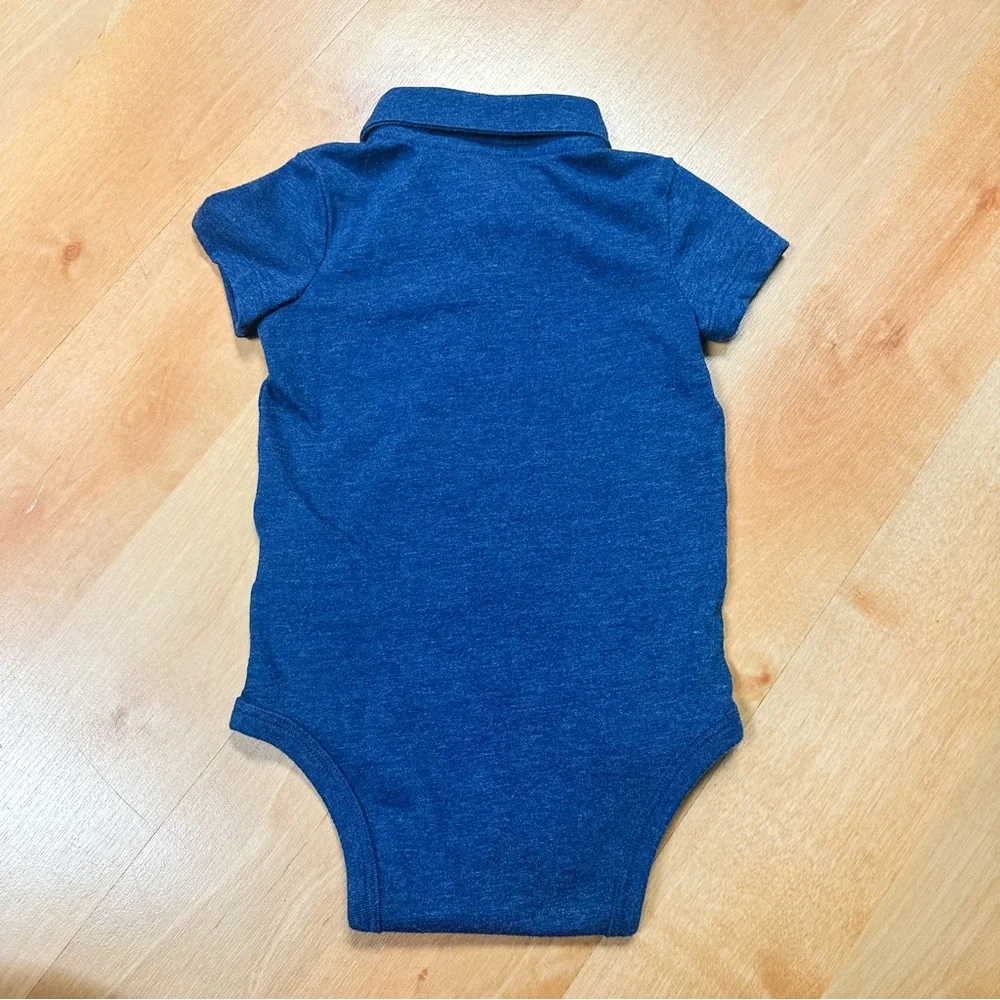 Oshkosh Olive Green & Navy Blue Polo Bodysuit & Overalls Outfit Size 12M